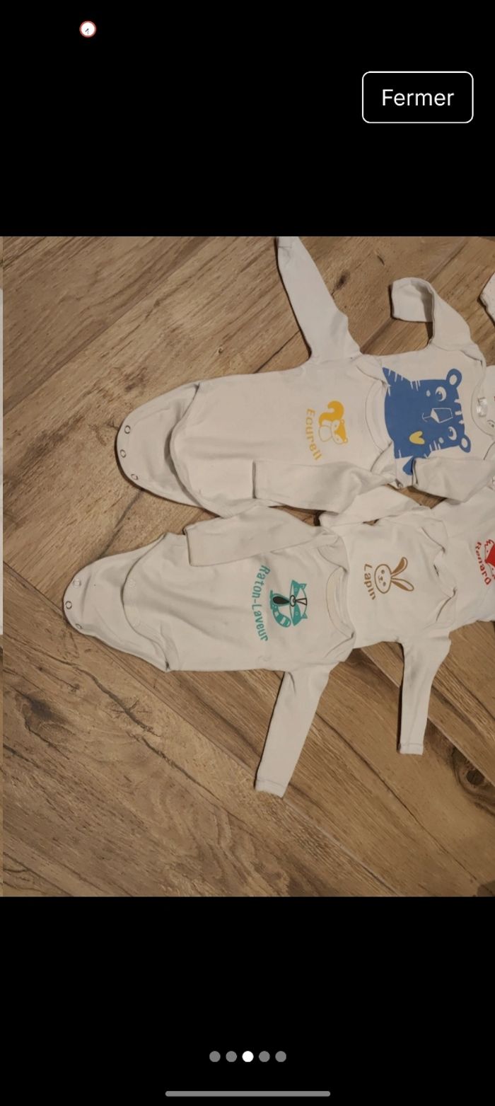 Lot 8 body bodies Noël animaux renard lapin manches longues - photo numéro 3