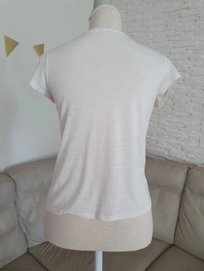 Haut tee shirt blanc creme ethnique H&M taille S 36 - photo numéro 3