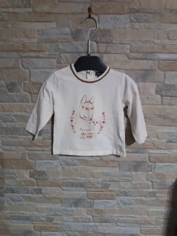 T-shirt écru à paillettes Kiabi 6M