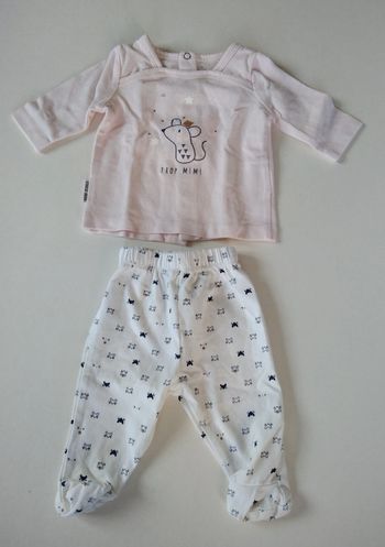 ensemble sucre d'orge + gilet fourrure fille 1 mois