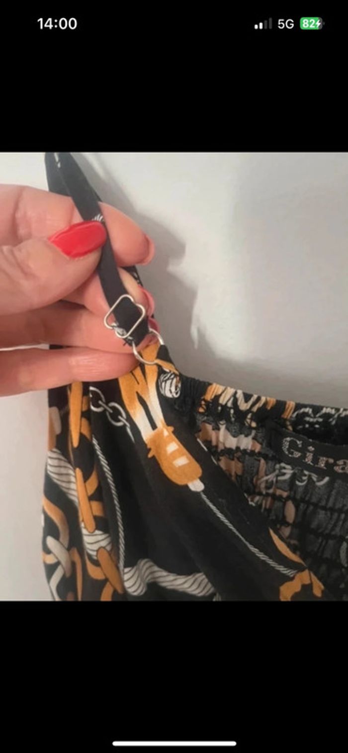 Robe noire bretelles réglables motif chaînes dorées taille M/L - photo numéro 6