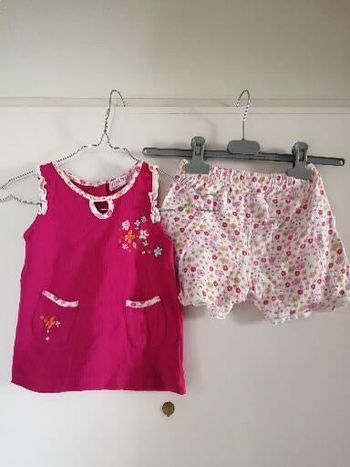 Ensemble Kiss Melody rose à fleurs. Taille 18 mois.