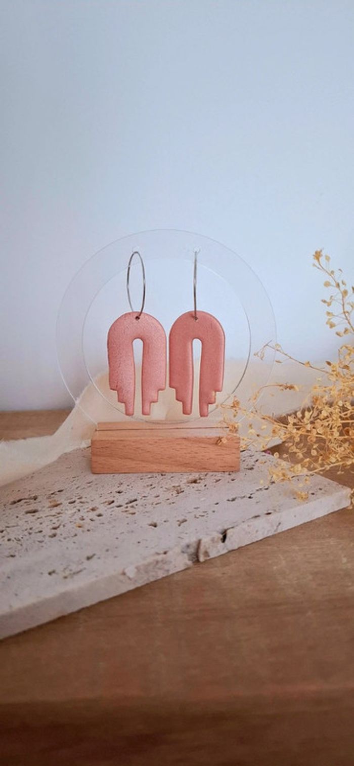 Boucles d’oreilles Arche 🌸 Rose poudrée - Modèle unique (neuve)