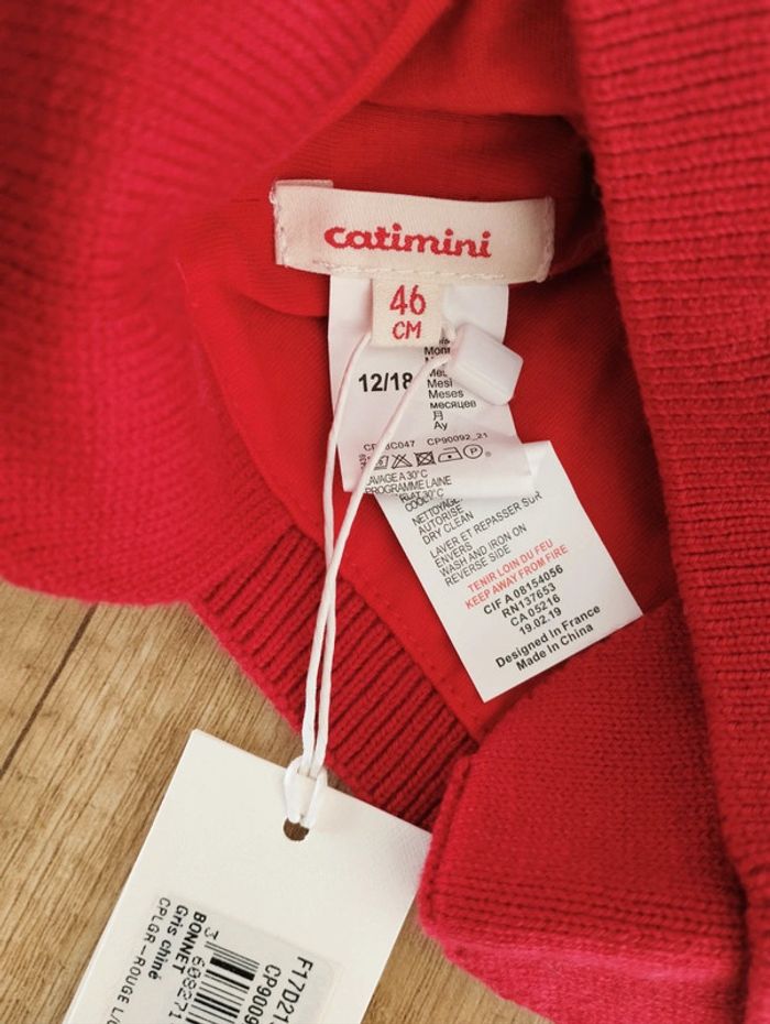 Bonnet garçon doublé rouge gris et bleu marine taille 46 Catimini - photo numéro 3