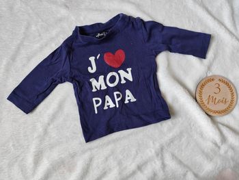 T-shirt à manches longues, Violet, "j'aime mon papa" 3 mois 👣 