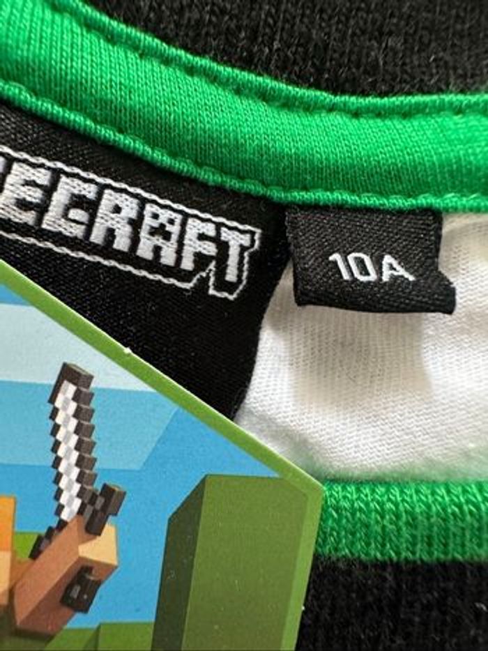 T-shirt minecraft taille 10 ans blanc /vert neuf avec étiquette - photo numéro 3