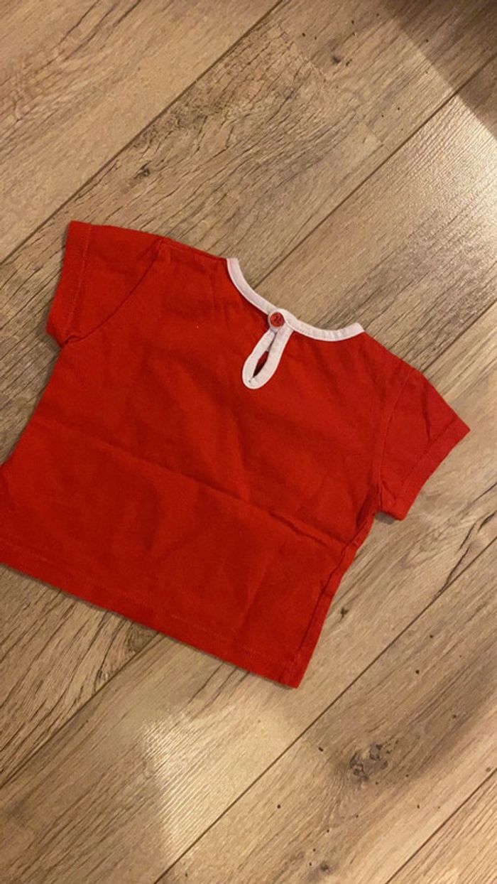 12 mois - superbe tee shirt rouge et blanc ELLE - photo numéro 4