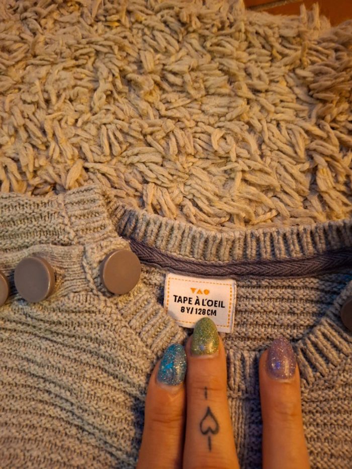 Magnifique robe pull gris fille tape à l'œil 8 ans - photo numéro 2