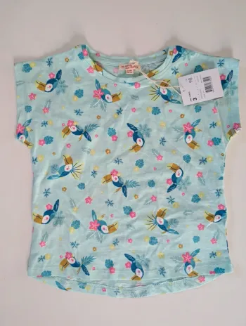 Blouse fille DPAM 3 ans imprimé toucans et fleurs neuf