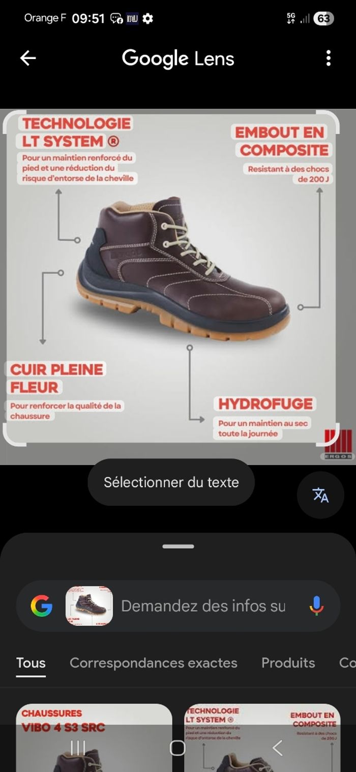 Chaussures de sécurité en cuir  neuves homme Ergos - photo numéro 3