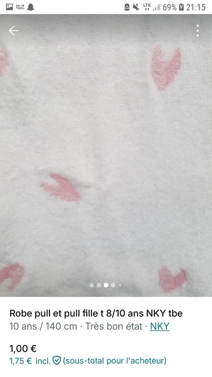 Robe pull fille et pull col roule t 10 ans tbe - photo numéro 3
