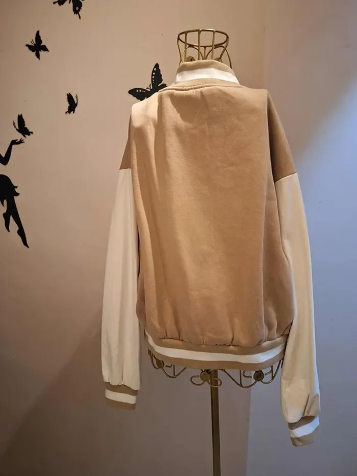 Veste teddy beige & blanche - photo numéro 3