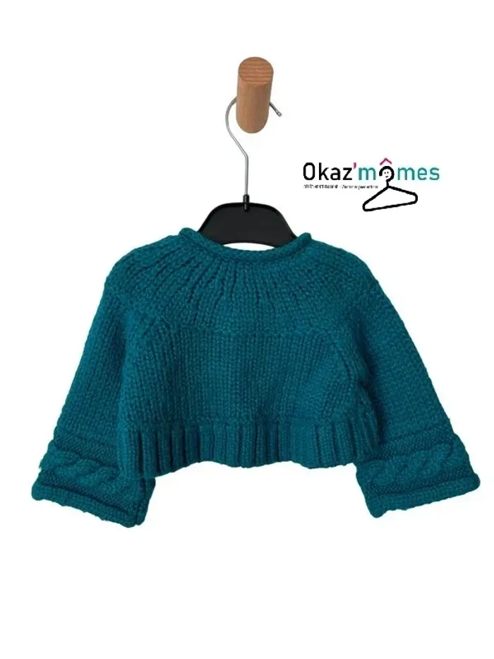 Gilet chaud (contient de la laine) bleu canard - Catimini 6 mois (67cm) - photo numéro 3