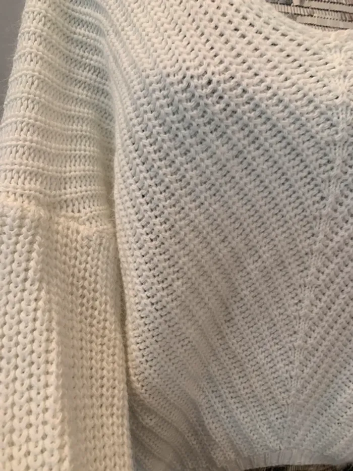 Pull blanc beige taille M - photo numéro 2