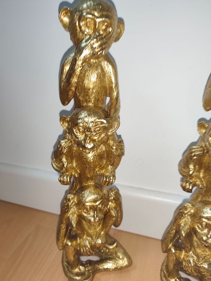 Lot 2 statue singe de la sagesse - photo numéro 2