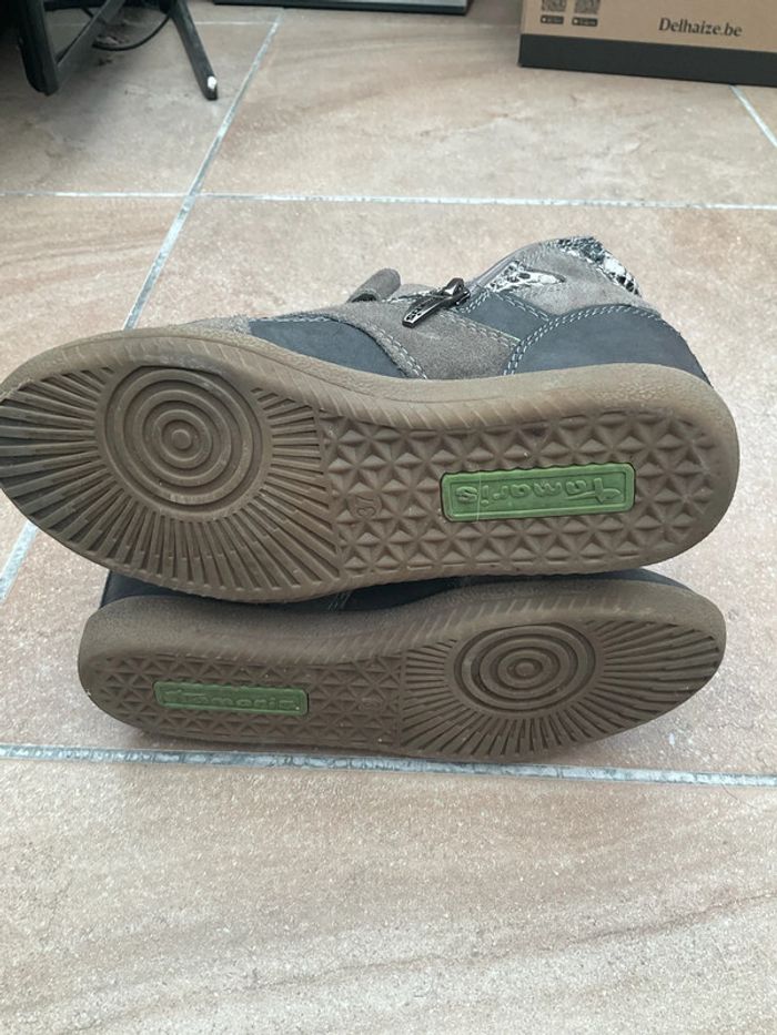 Baskets compensées grise/ blanc serpent lacets vert fluo 37 - photo numéro 4