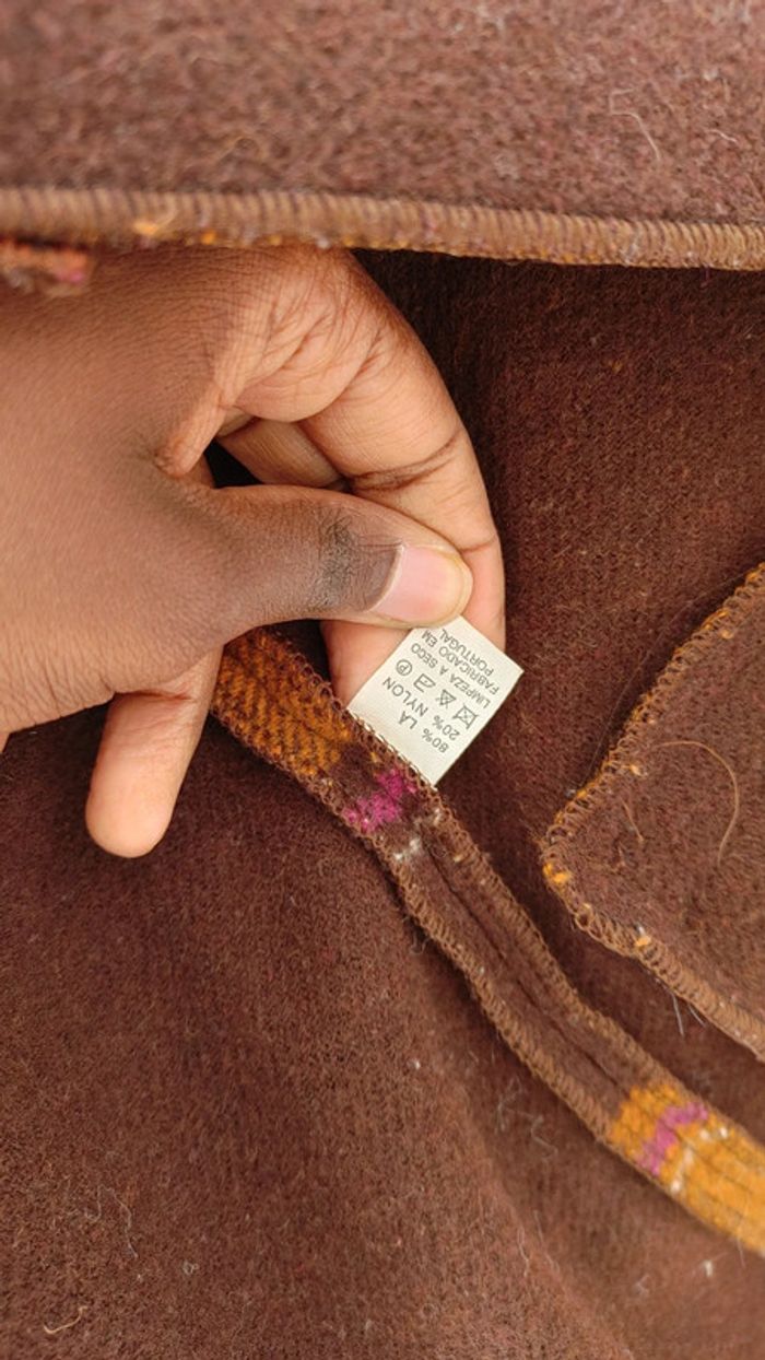 Veste en laine vintage oversize carreaux orange brun marron - photo numéro 9