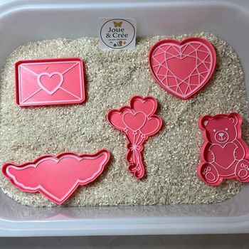 Lot de 5 mini plateaux de transvasement : Thème Saint-Valentin