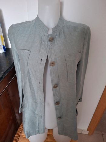 Saharienne "APARA" 100% lin, bleu ciel raffiné taille 40