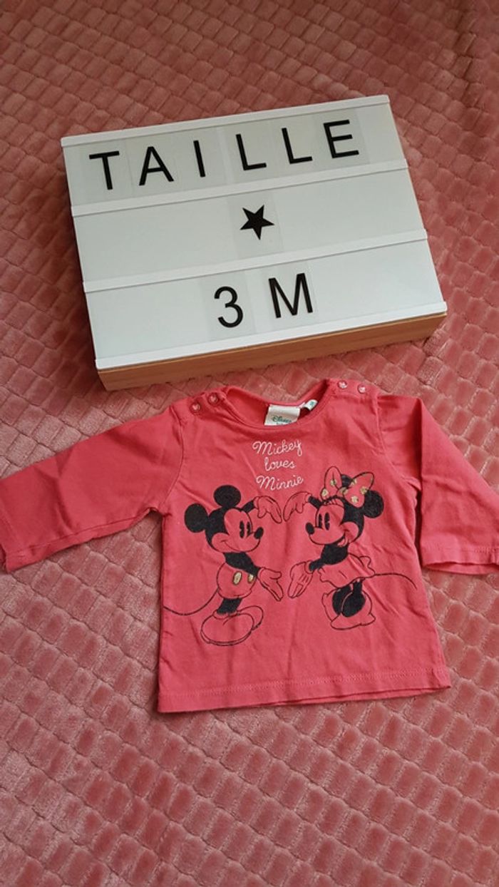 Tee shirt Mickey Minnie Disney taille 3 mois