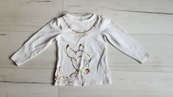 Vêtement fille tee-shirt manches longues blanc Disney Bambi Orchestra 3 ans  Neuf