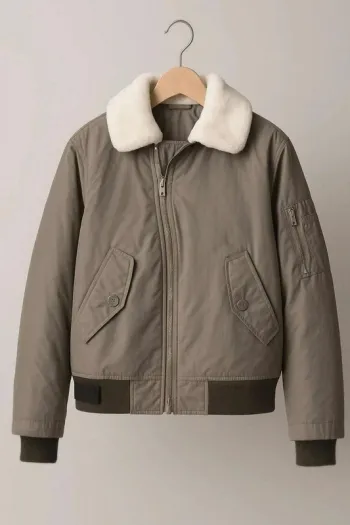 Blouson manteau veste taupe Kaporal S – Col sherpa blanc, neuf avec étiquettes