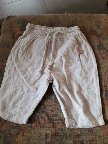 Pantalon taille élastique coton/lin 3 mois camaieu