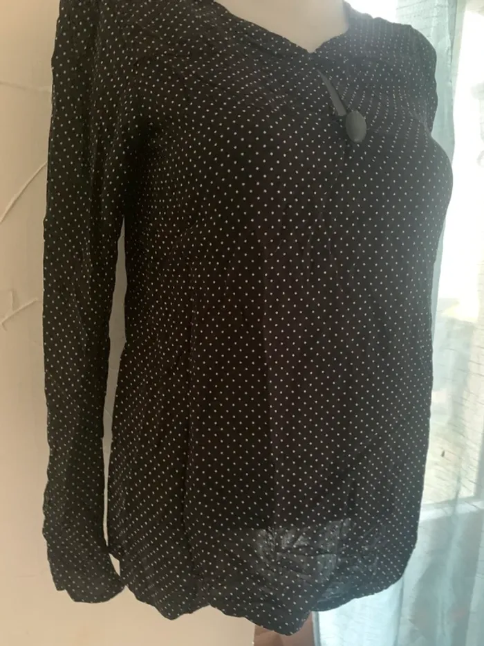 Blouse camaïeu noir à pois blanc taille 40 - photo numéro 4