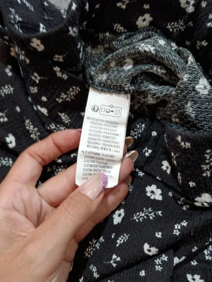 C54 pantalon noir/blanc imprimé kiabi XS - photo numéro 4
