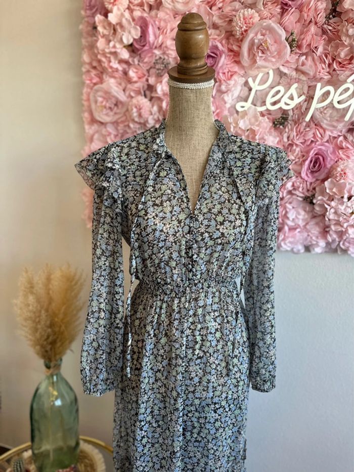Robe longue bleu à motifs fleuris, modèle Renaza, taille 36 - Maje - photo numéro 10