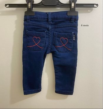 Jean pantalon bleu marine slim stretch coeur brodé bébé fille taille 6 mois Mes Petits Cailloux