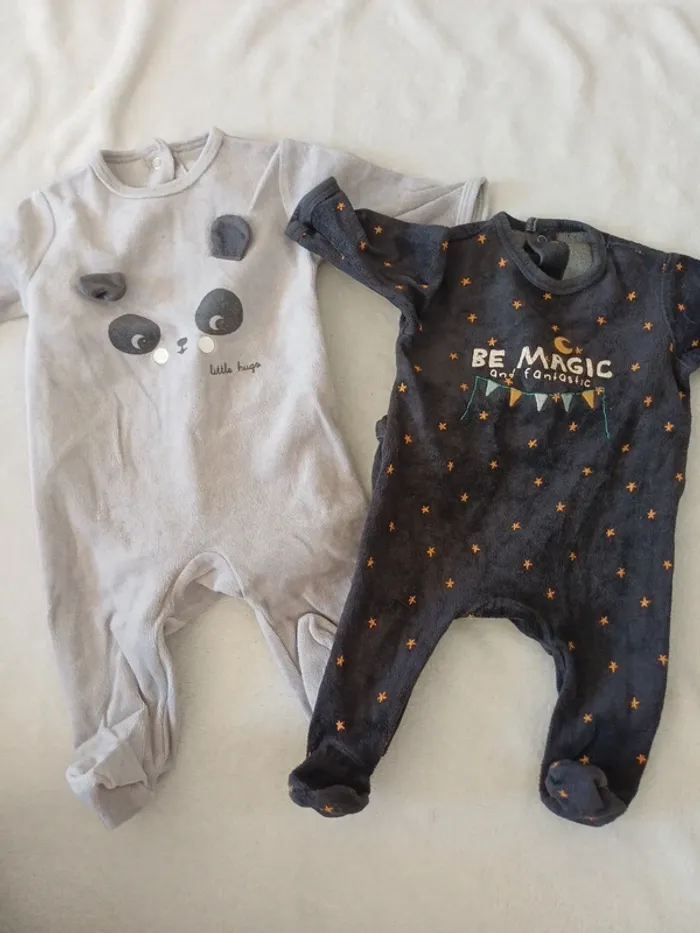 Lot 6 pyjama velours 3 mois - photo numéro 4