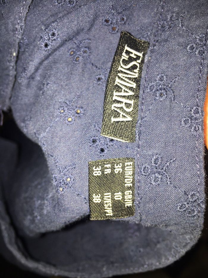 Chemisier manches courtes broderie anglaise bleu marine 36 esmara - photo numéro 3