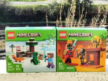 Lego Minecraft la bataille de la lave du nether et les aventures de Steve dans la taïga 