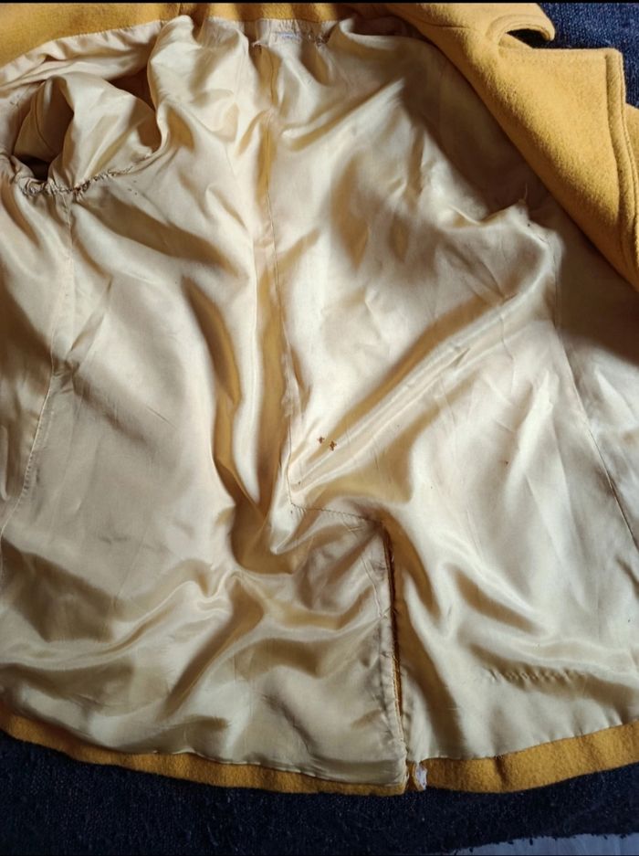 Manteau jaune moutarde col V Havrey paris chaud retro - photo numéro 9