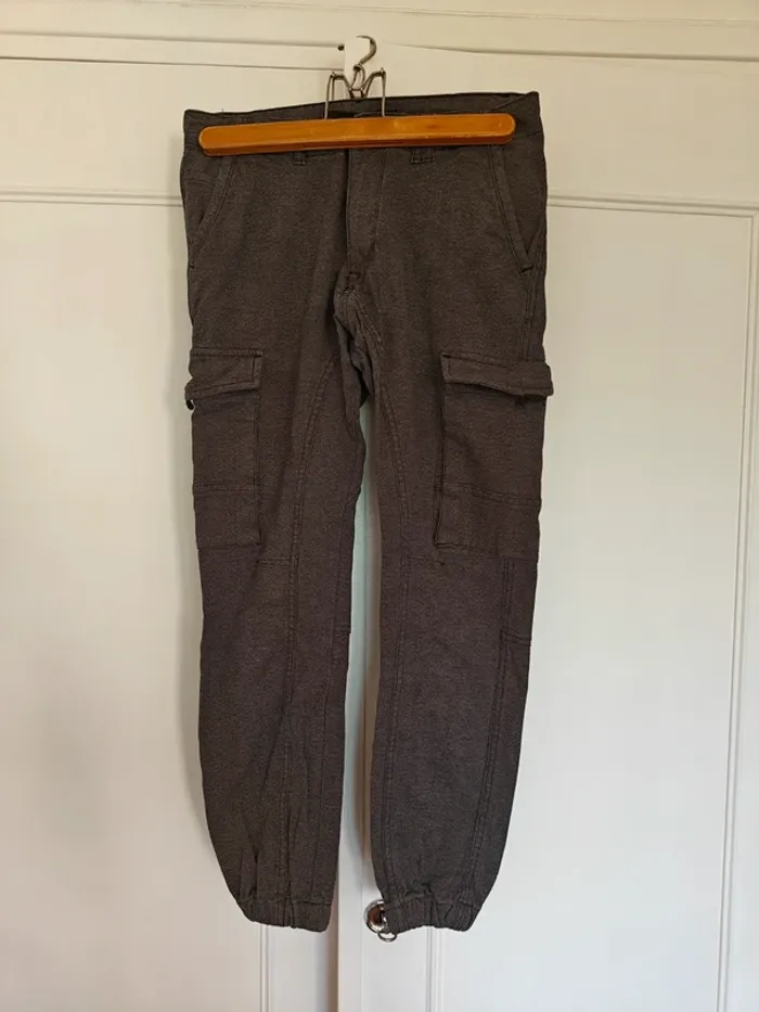 Pantalon cargo homme gris chiné