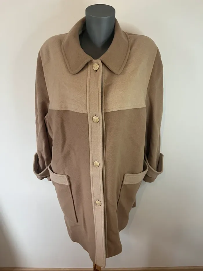 Manteau long Wool and Cashmere Sonia – nuances beige/marron, laine & cachemire, taille 50