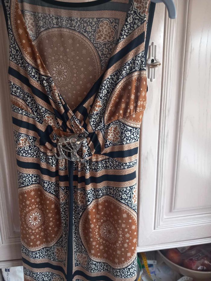 Débardeur à motifs marron, noir et beige - photo numéro 2