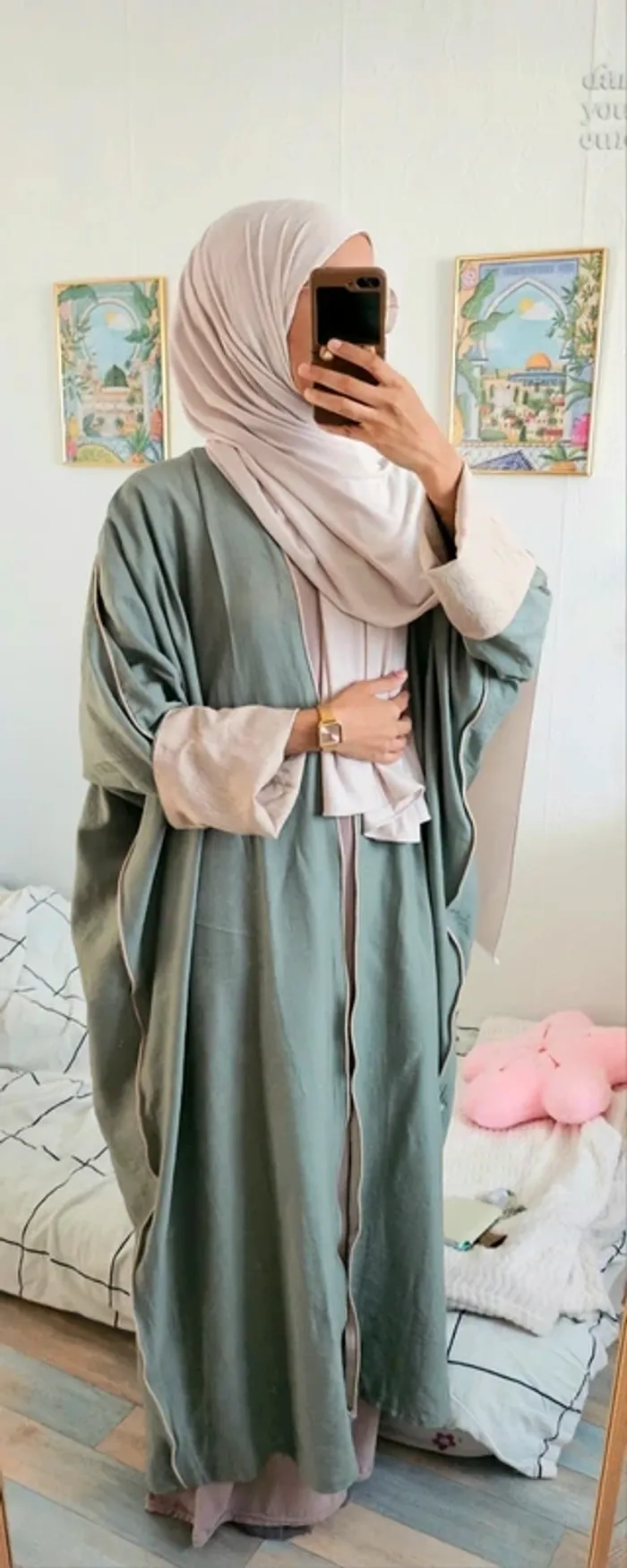 Abaya vert d'eau Jennah boutique NEUVE avec étiquette jamais porté - photo numéro 7