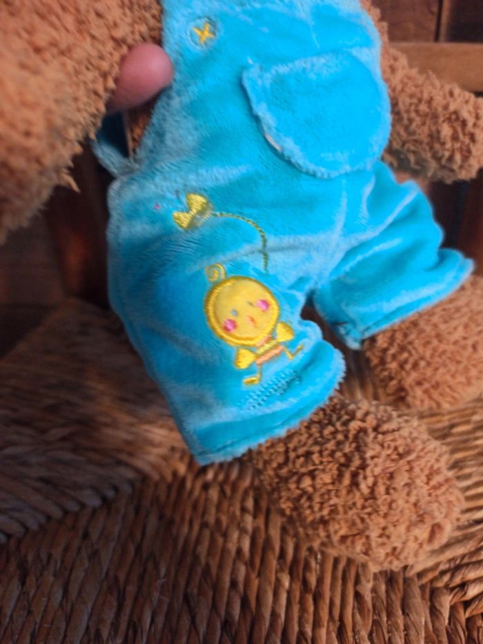 Peluche ours Nicotoy salopette bleue tbe - photo numéro 4