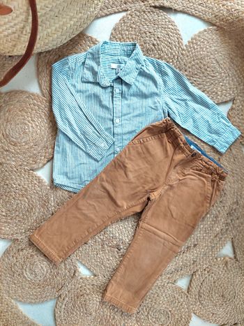 Ensemble chemise rayée La Redoute & Chino Bout'chou garçon 2 ans