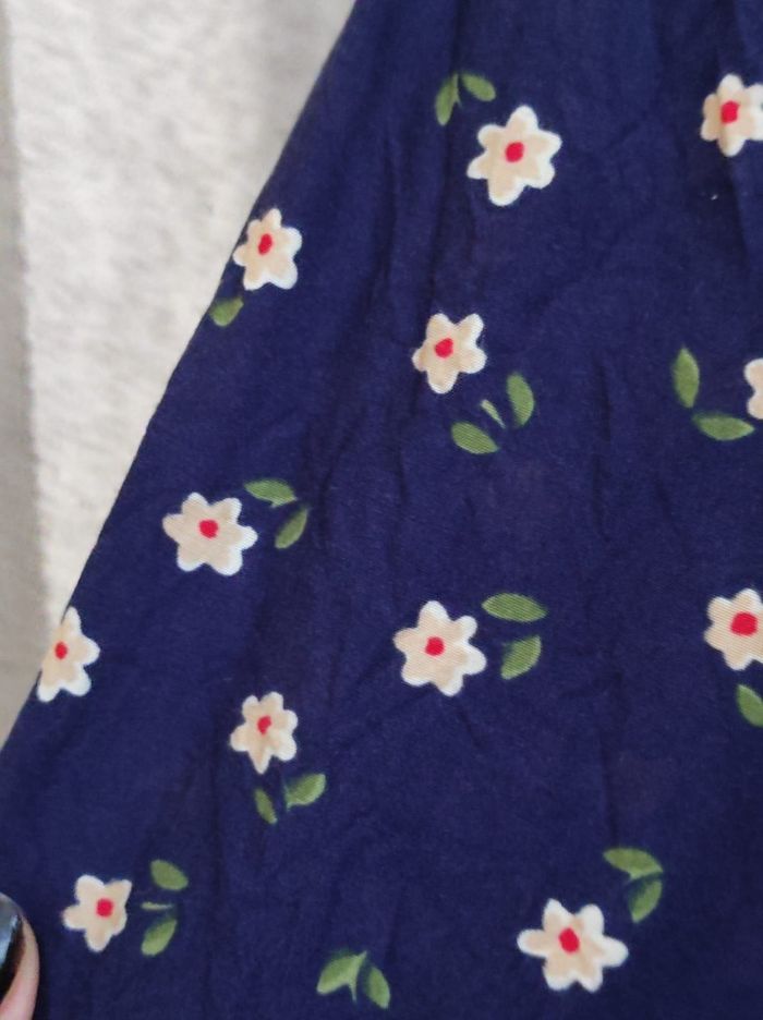 Jupe bleu fleurie vintage - photo numéro 2