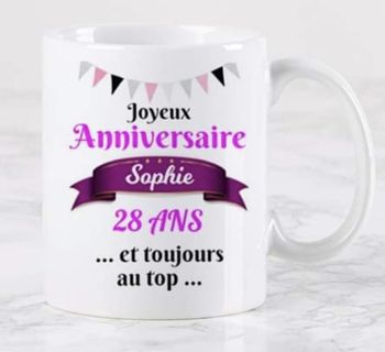 Mug anniversaire fille personnalisé