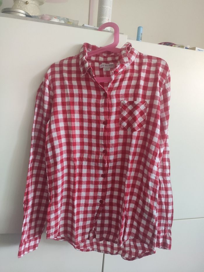 Primark chemise à carreaux blanc rouge 11 12 ans - photo numéro 1