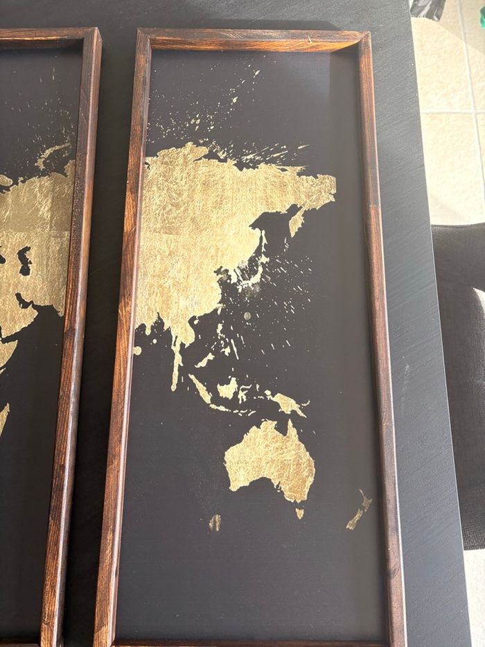 Tryptique carte du monde 30x70 cm neuf - photo numéro 2