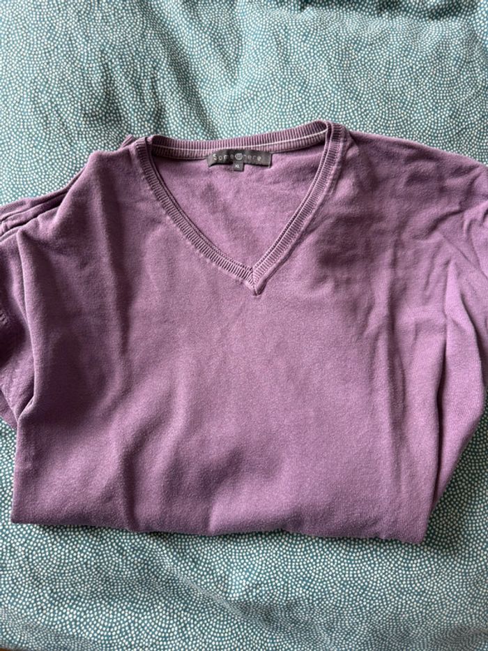 Pull col V couleur mauve - photo numéro 2