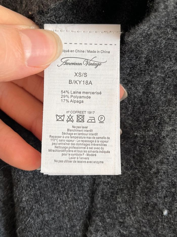 Pull gris col V en laine et alpaga American Vintage - photo numéro 7