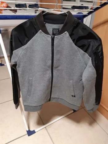 Veste cardigan gilet noir/gris - IKKS - taille XXS ado