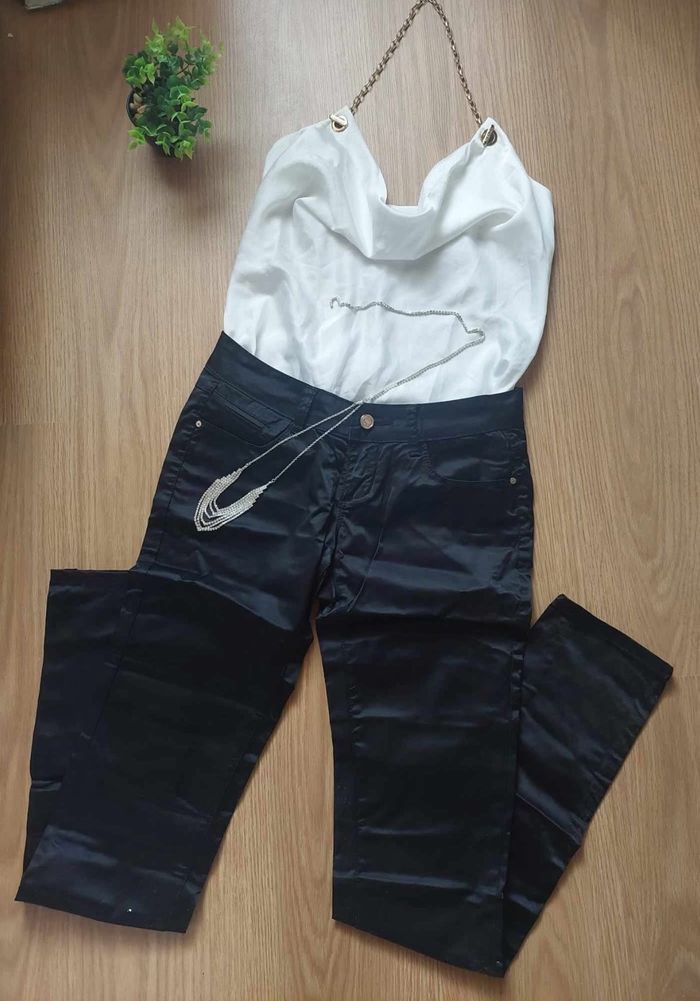 Pantalon noir enduit huilé chic T36 La Modeuse TBE 🖤 - photo numéro 2