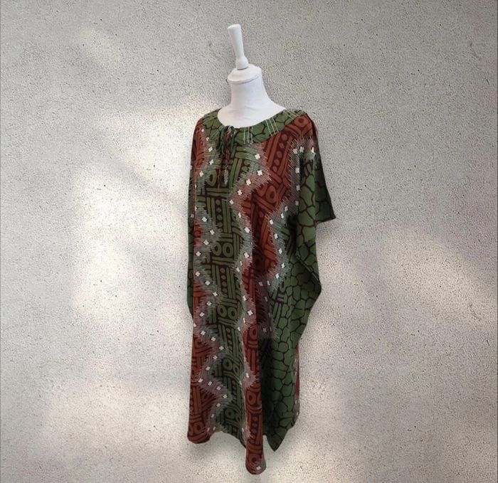 Robe longue en coton oversize imprimée robe de plage caftan taille unique - photo numéro 2